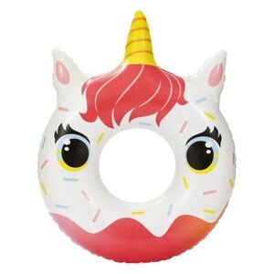 Bluescape White Unicorn Donut Inflatable Swim Tube Pool Float, for Kids